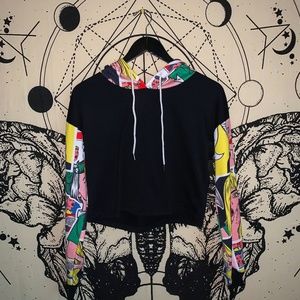 Comic print Hoodie crop-top